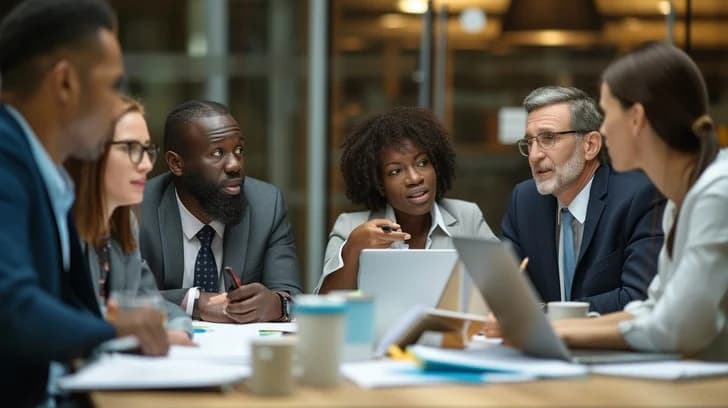 Professional team conducting data analysis training